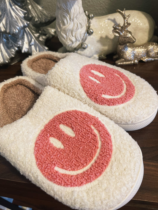 Pink Smiley Slippers