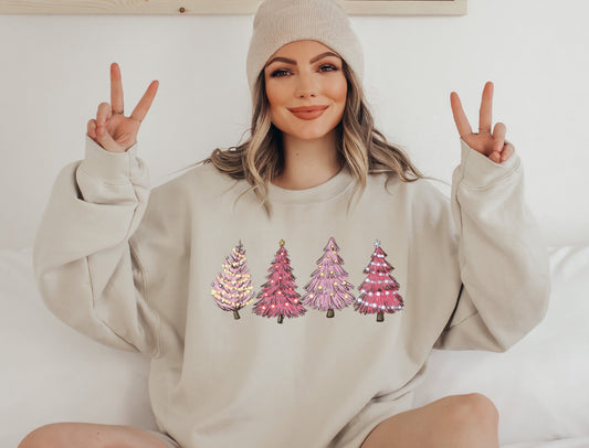 Pink Christmas Trees Sweatshirt