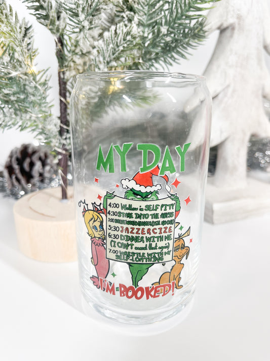 Grinch Schedule Glass Cup