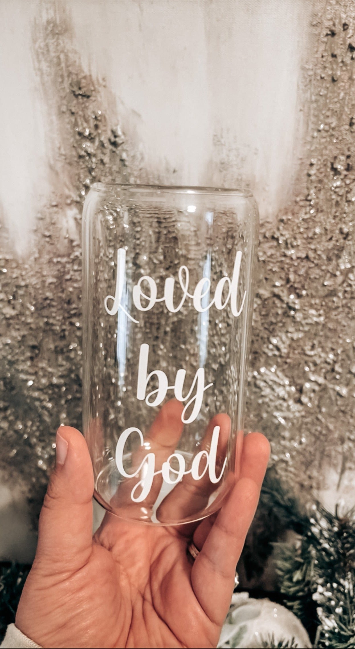 Loved by God Glass Can Cup